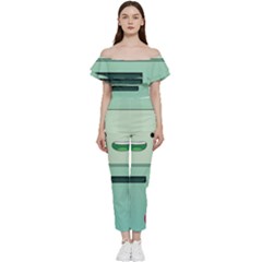 Adventure Time Bmo Beemo Green Bardot Ruffle Jumpsuit by Bedest