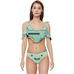 Adventure Time Bmo Beemo Green Ruffle Edge Tie Up Bikini Set	 by Bedest