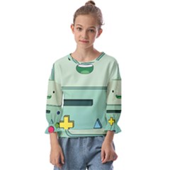 Adventure Time Bmo Beemo Green Kids  Cuff Sleeve Top