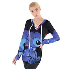 Stitch Love Cartoon Cute Space Tie Up T-shirt by Bedest