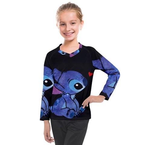 Stitch Love Cartoon Cute Space Kids  Long Mesh T-shirt by Bedest