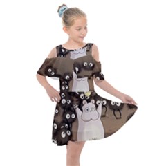 Cute Anime Scenery Artwork Fanart Kids  Shoulder Cutout Chiffon Dress by Bedest