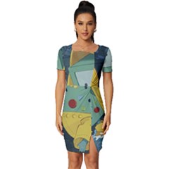 Cartoon Bmo Adventure Time Fitted Knot Split End Bodycon Dress by Bedest