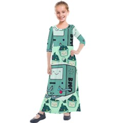 Adventure Time Bmo Kids  Quarter Sleeve Maxi Dress by Bedest