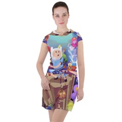 Cartoon Adventure Time Finn Princess Bubblegum Lumpy Space Drawstring Hooded Dress