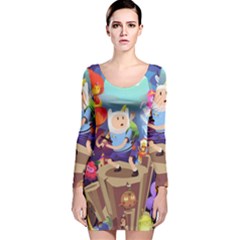 Cartoon Adventure Time Finn Princess Bubblegum Lumpy Space Long Sleeve Velvet Bodycon Dress