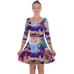 Cartoon Adventure Time Finn Princess Bubblegum Lumpy Space Quarter Sleeve Skater Dress