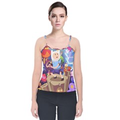 Cartoon Adventure Time Finn Princess Bubblegum Lumpy Space Velvet Spaghetti Strap Top by Bedest