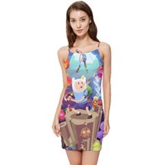 Cartoon Adventure Time Finn Princess Bubblegum Lumpy Space Summer Tie Front Dress