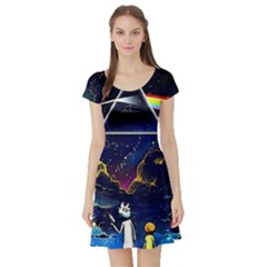 Trippy Kit Rick And Morty Galaxy Pink Floyd Short Sleeve Skater Dress by Bedest
