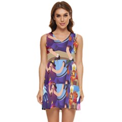 Cartoon Adventure Time Finn Princess Bubblegum Lumpy Space Tiered Sleeveless Mini Dress