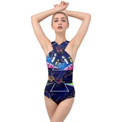 Trippy Kit Rick And Morty Galaxy Pink Floyd Cross Front Low Back Swimsuit