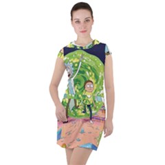 Rick And Morty Adventure Time Cartoon Drawstring Hooded Dress by Bedest