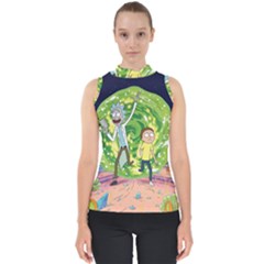 Rick And Morty Adventure Time Cartoon Mock Neck Shell Top by Bedest