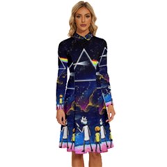 Trippy Kit Rick And Morty Galaxy Pink Floyd Long Sleeve Shirt Collar A-line Dress by Bedest