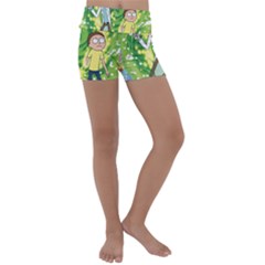 Rick And Morty Adventure Time Cartoon Kids  Lightweight Velour Yoga Shorts by Bedest