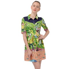 Rick And Morty Adventure Time Cartoon Belted Shirt Dress by Bedest