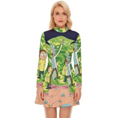 Rick And Morty Adventure Time Cartoon Long Sleeve Velour Longline Dress by Bedest