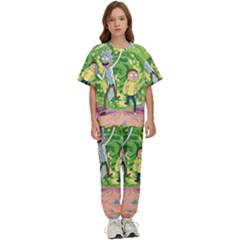 Rick And Morty Adventure Time Cartoon Kids  T-shirt And Pants Sports Set by Bedest