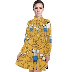 Adventure Time Finn Jake Cartoon Long Sleeve Chiffon Shirt Dress by Bedest