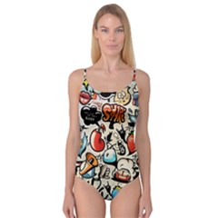 Comical Words Animals Comic Omics Crazy Graffiti Camisole Leotard  by Bedest