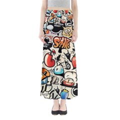 Art Book Gang Crazy Graffiti Supreme Work Full Length Maxi Skirt by Bedest