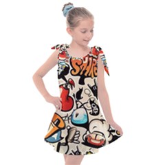 Art Book Gang Crazy Graffiti Supreme Work Kids  Tie Up Tunic Dress by Bedest