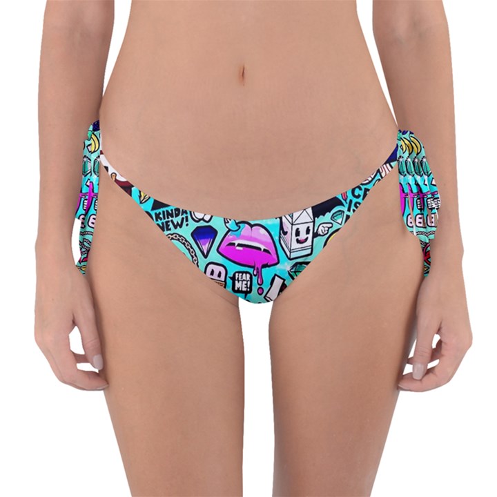 Graffiti Pop Art Crazy Retro Reversible Bikini Bottoms