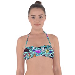 Graffiti Pop Art Crazy Retro Tie Back Bikini Top by Bedest