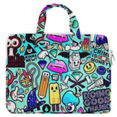 Graffiti Pop Art Crazy Retro Macbook Pro 16  Double Pocket Laptop Bag 