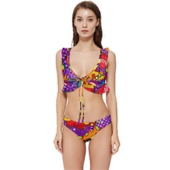 Crash Bang Adventure Time Art Boom Graffiti Low Cut Ruffle Edge Bikini Set by Bedest