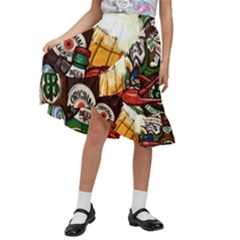 Graffiti Go Art Kids  Ruffle Flared Wrap Midi Skirt by Bedest