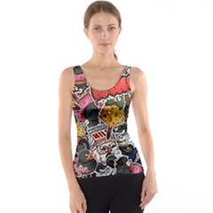 Stickerbomb Crazy Graffiti Graphite Monster Women s Basic Tank Top by Bedest