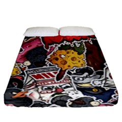 Stickerbomb Crazy Graffiti Graphite Monster Fitted Sheet (queen Size) by Bedest