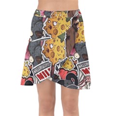 Stickerbomb Crazy Graffiti Graphite Monster Wrap Front Skirt by Bedest