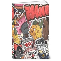 Stickerbomb Crazy Graffiti Graphite Monster 8  X 10  Hardcover Notebook