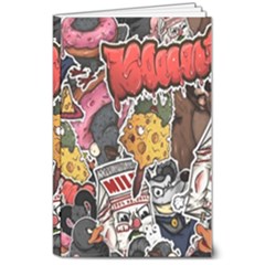 Stickerbomb Crazy Graffiti Graphite Monster 8  X 10  Softcover Notebook