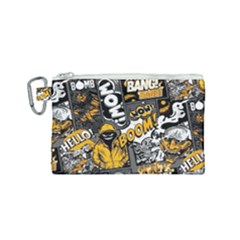 Boom Bang Art Crazy Drawing Graffiti Hello Retro Sayings Yellow Canvas Cosmetic Bag (small) by Bedest