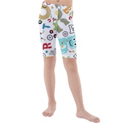 Seamless Pattern Vector With Funny Robots Cartoon Kids  Mid Length Swim Shorts by Hannah976