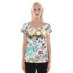 Seamless Pattern Vector With Funny Robots Cartoon Cap Sleeve Top