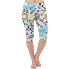 Seamless Pattern Vector With Funny Robots Cartoon Lightweight Velour Cropped Yoga Leggings