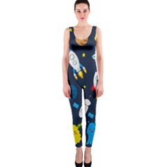 Big Set Cute Astronauts Space Planets Stars Aliens Rockets Ufo Constellations Satellite Moon Rover V One Piece Catsuit