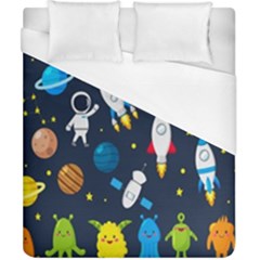 Big Set Cute Astronauts Space Planets Stars Aliens Rockets Ufo Constellations Satellite Moon Rover V Duvet Cover (california King Size) by Hannah976