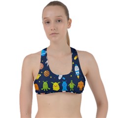 Big Set Cute Astronauts Space Planets Stars Aliens Rockets Ufo Constellations Satellite Moon Rover V Criss Cross Racerback Sports Bra