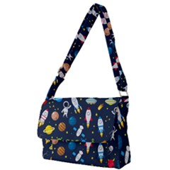 Big Set Cute Astronauts Space Planets Stars Aliens Rockets Ufo Constellations Satellite Moon Rover V Full Print Messenger Bag (l) by Hannah976