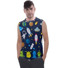 Big Set Cute Astronauts Space Planets Stars Aliens Rockets Ufo Constellations Satellite Moon Rover V Men s Regular Tank Top by Hannah976