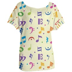 Seamless Pattern Musical Note Doodle Symbol Women s Oversized T-shirt