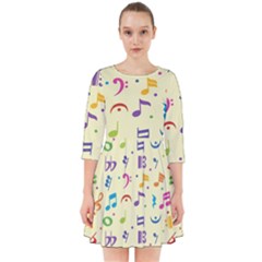 Seamless Pattern Musical Note Doodle Symbol Smock Dress by Hannah976