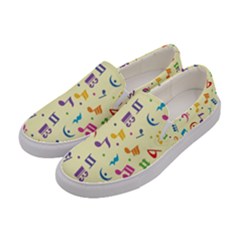 Seamless Pattern Musical Note Doodle Symbol Women s Canvas Slip Ons