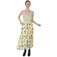 Seamless Pattern Musical Note Doodle Symbol Tie Back Maxi Dress